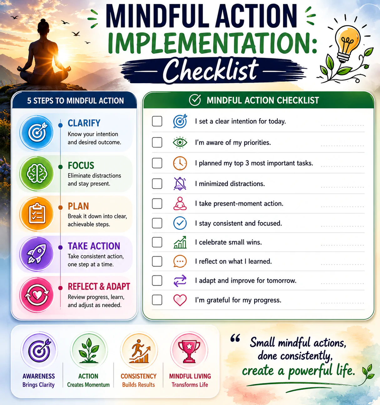 Mindful Action Implementation: Checklists